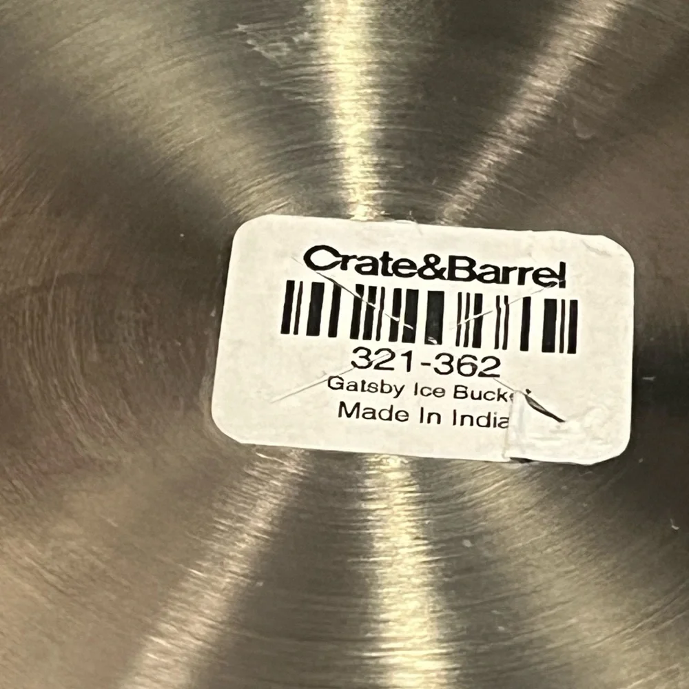 Crate&Barrel Silver Ice Bucket with Tongs